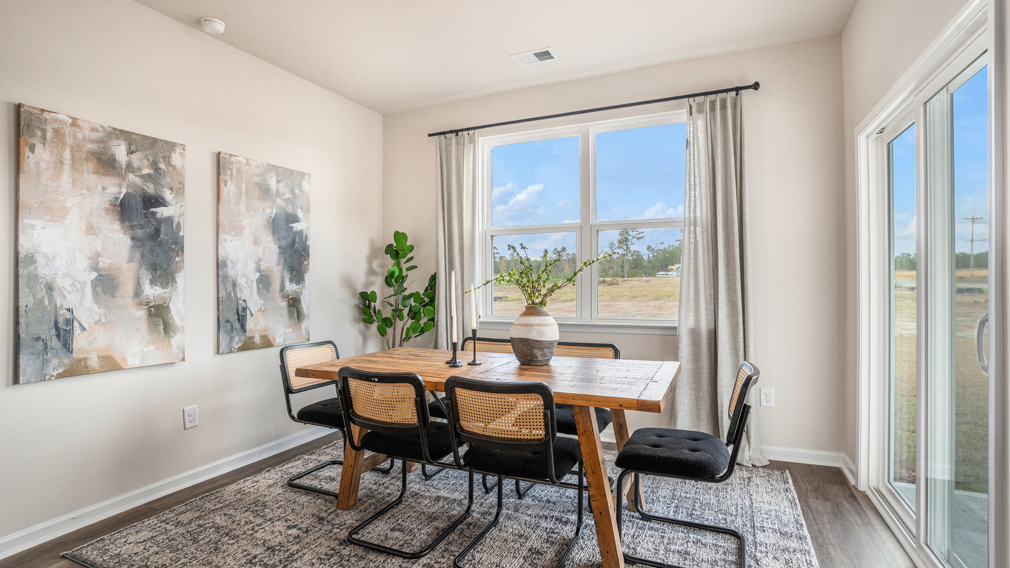 Dining area with sliding glass door