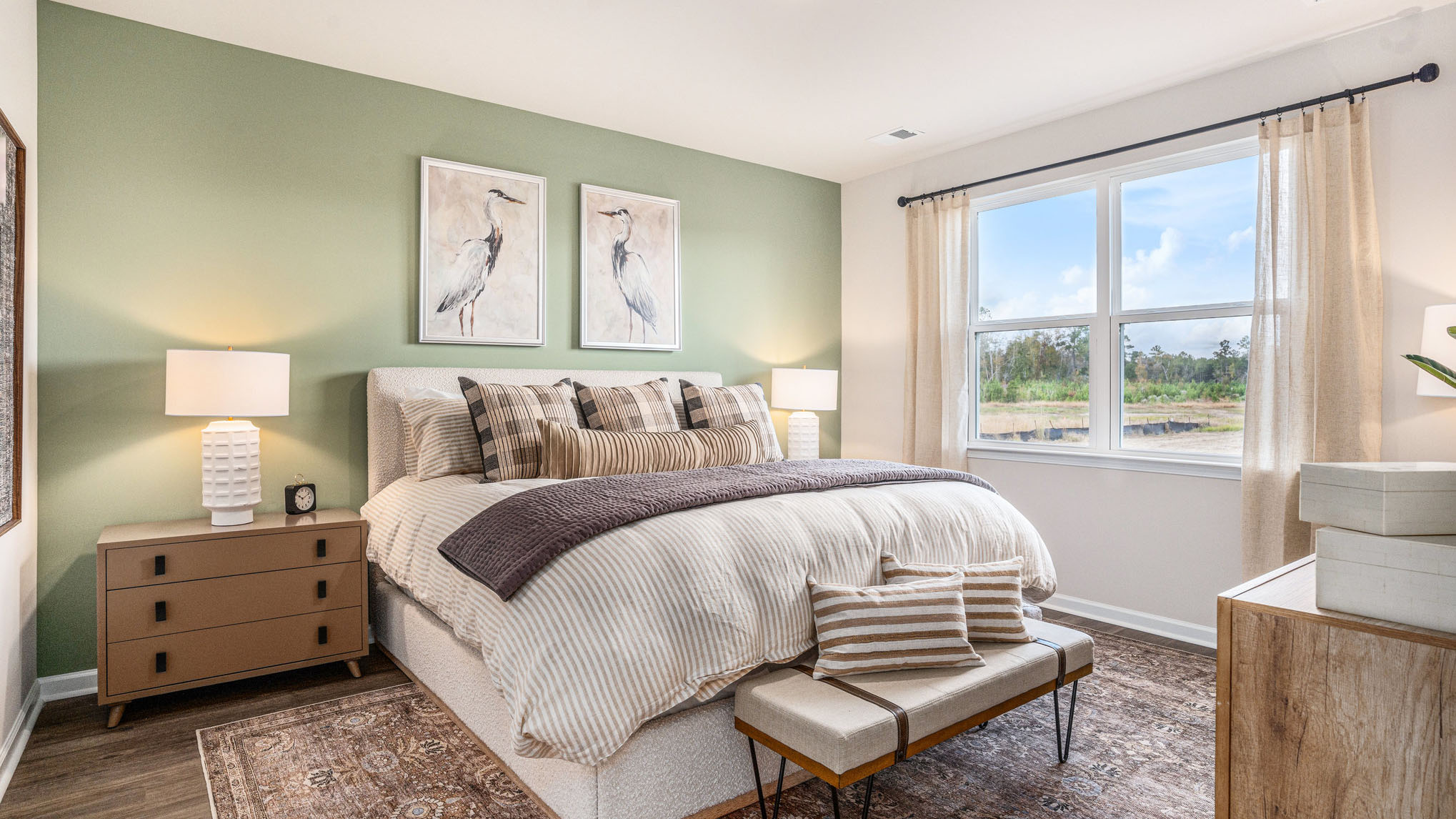 Bedroom with ample lighting