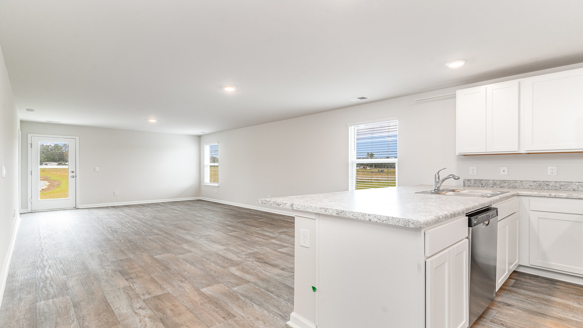 kitchen with white cabinets