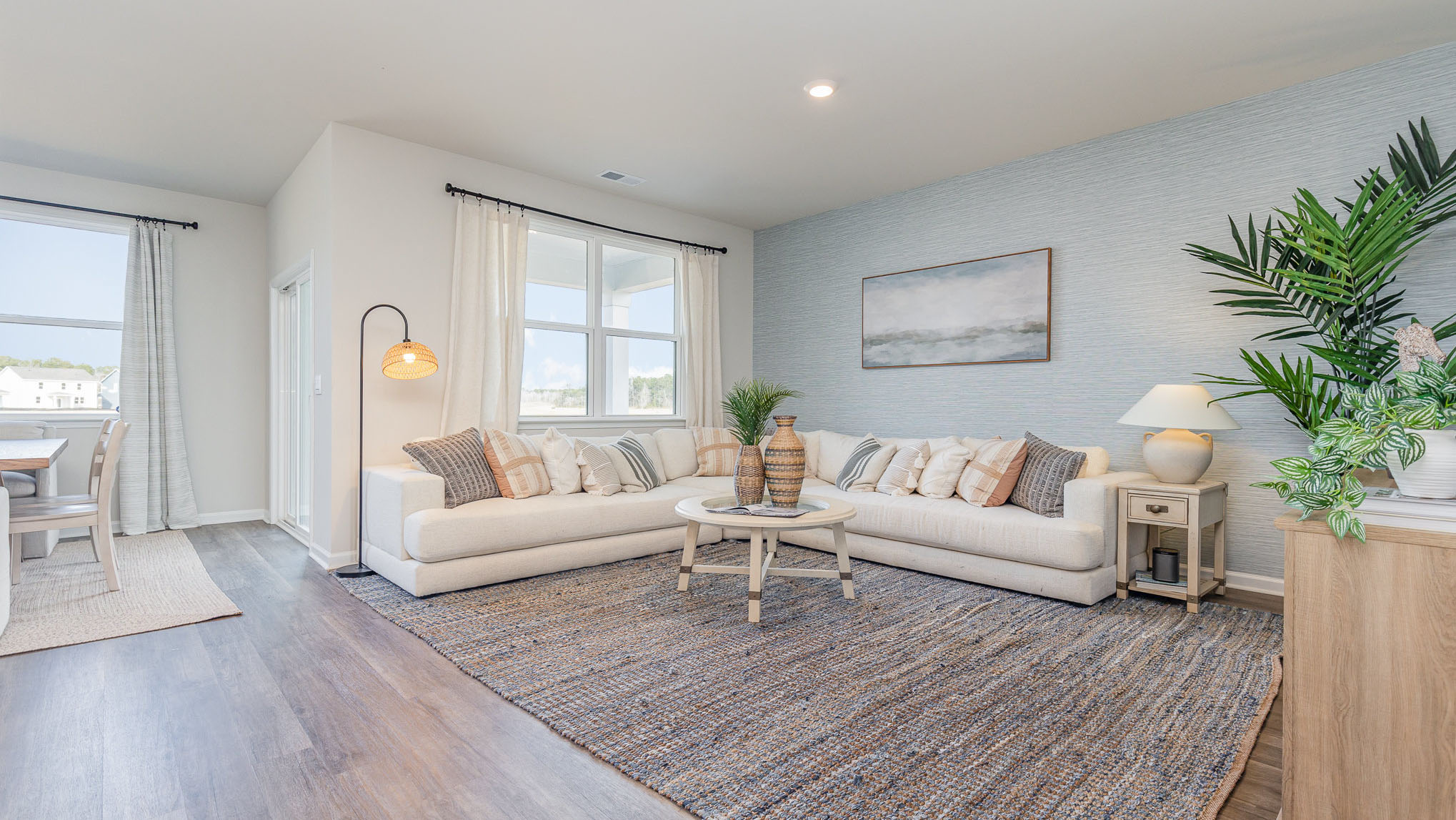 living room with ample lighting
