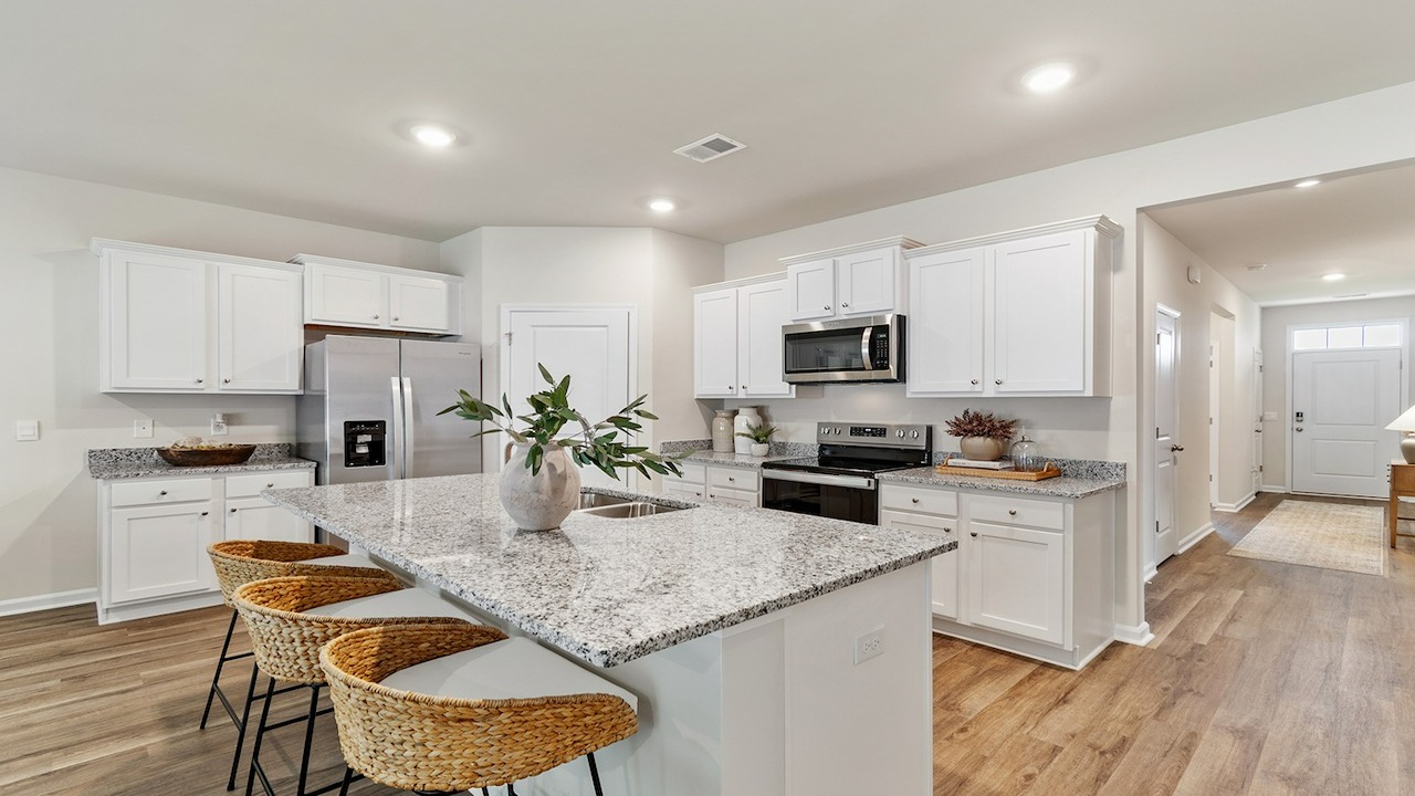 kitchen with white cabinets