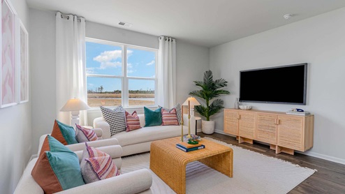living room with double window