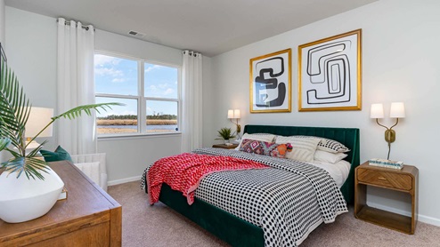 primary bedroom with double window