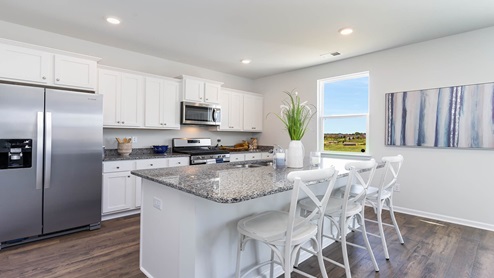 kitchen with white cabinets