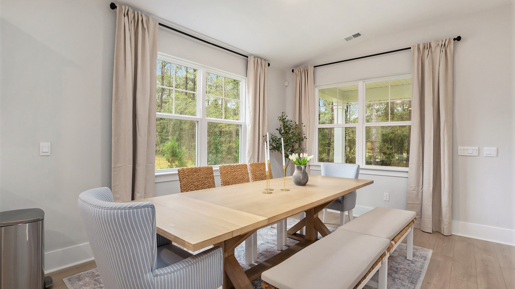 dining area with large windows