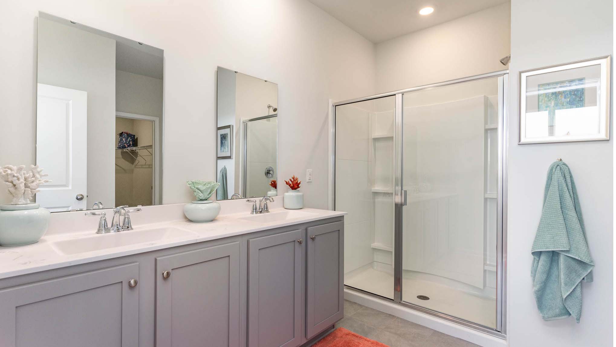 primary bathroom with double vanity