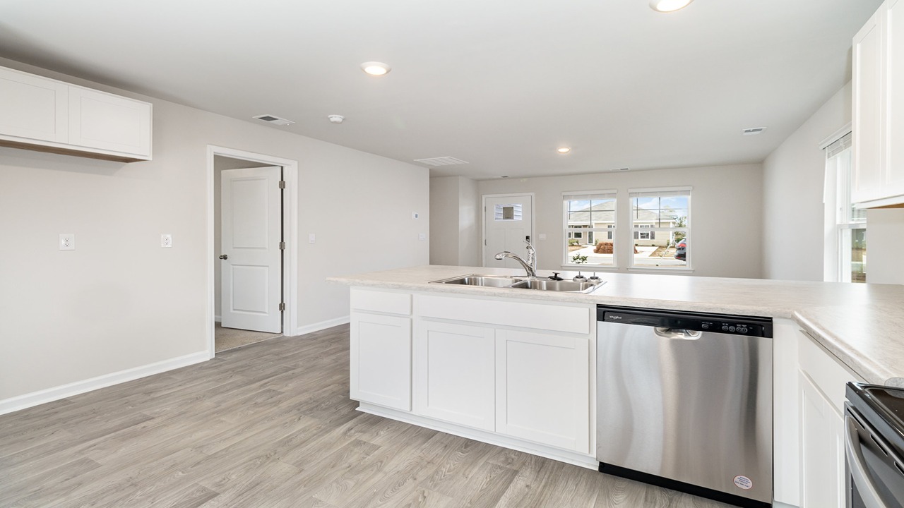 kitchen with white cabinets