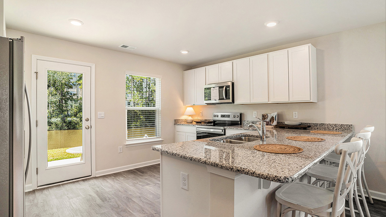 kitchen with white cabinets
