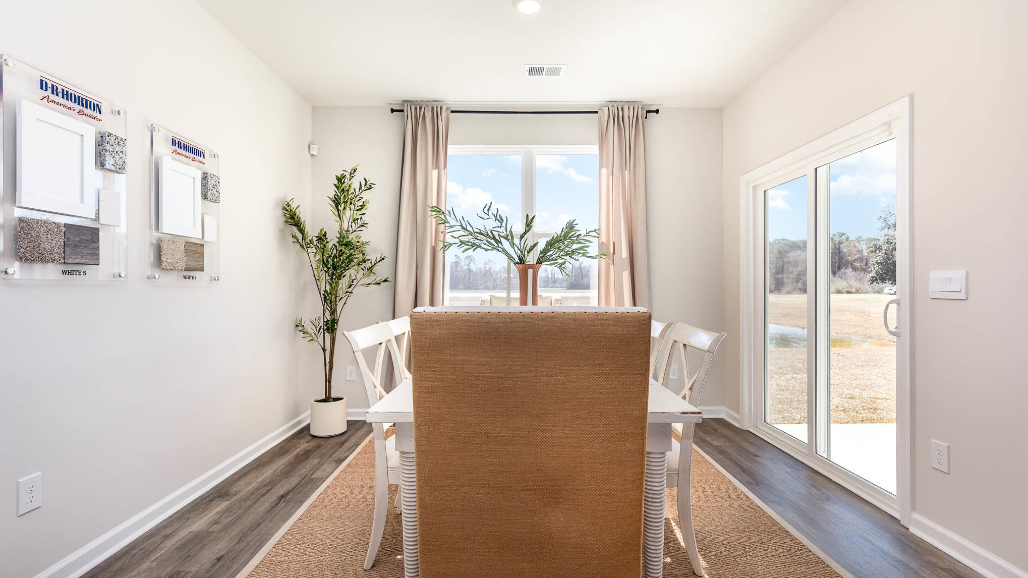 dining room area with sliding door
