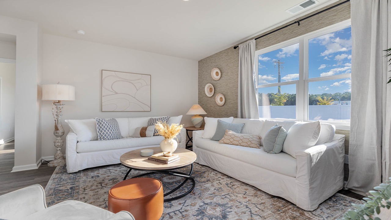 living room with double window