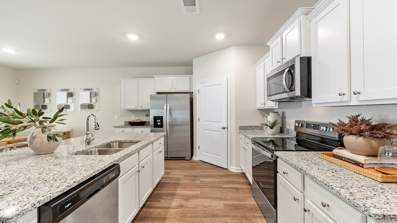 kitchen with white cabinets