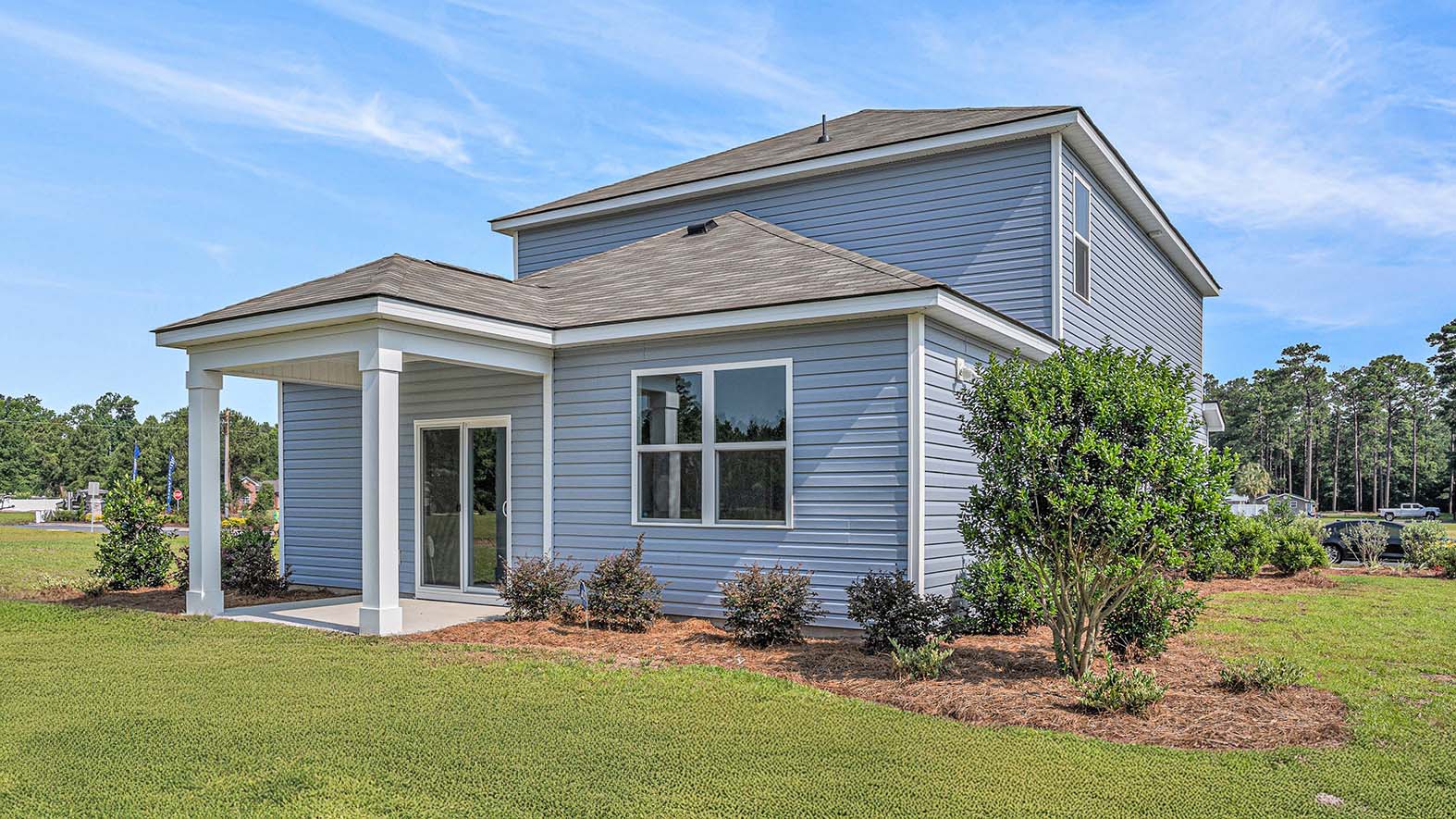 exterior two- story manning back