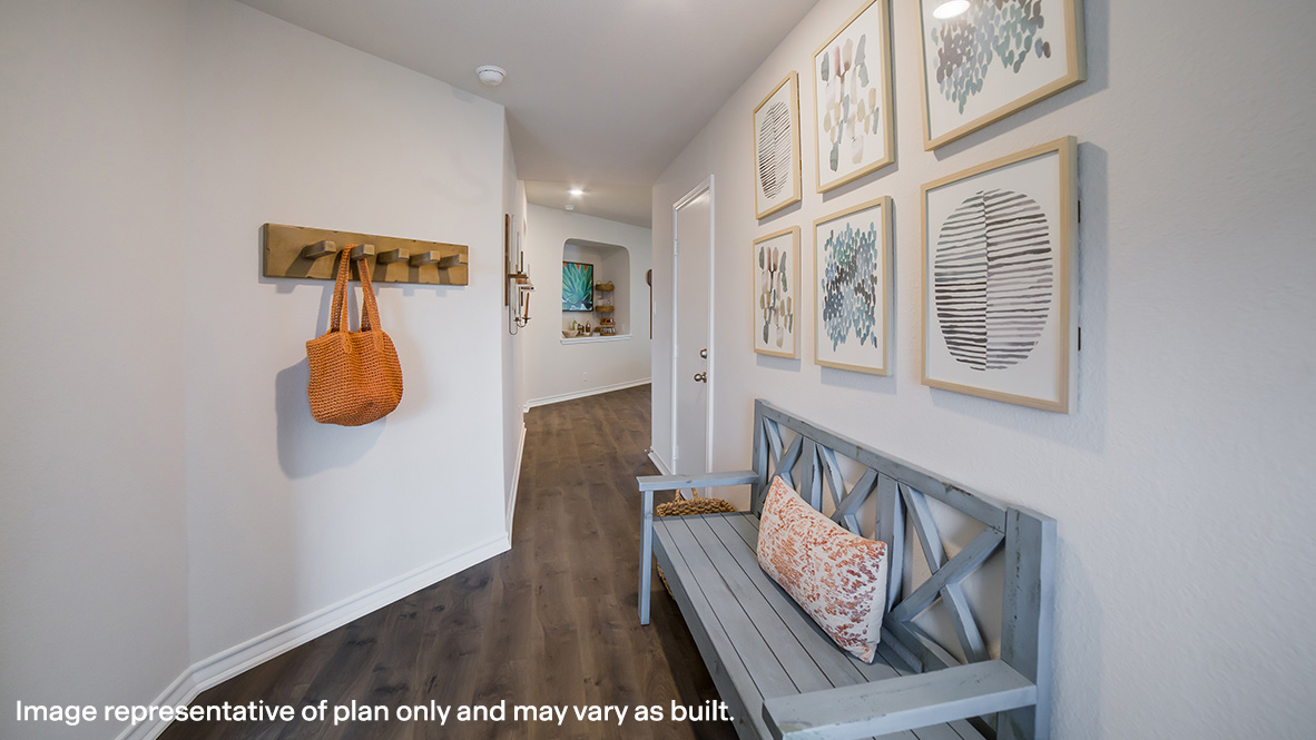 Entryway with bright hallway.