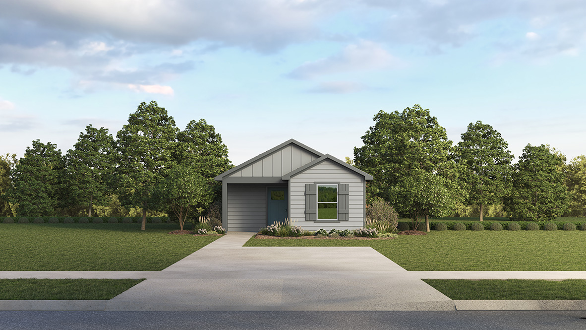 New build home in Sonora, The Hannah Plan, San Antonio, TX, By D.R. Horton one-story, two car garage, front yard