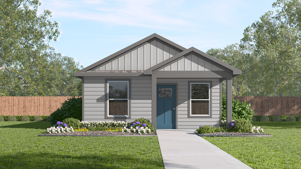 New build home in Sonora, The Blake, San Antonio, TX, By D.R. Horton one-story, two car garage, front yard