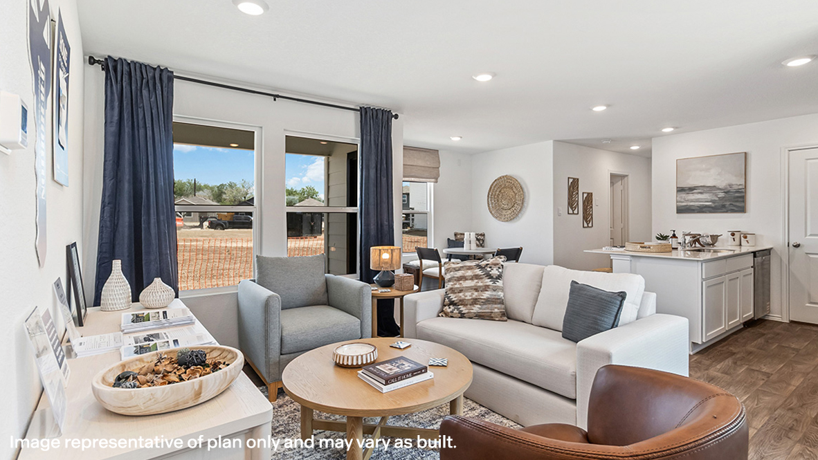 New home living room with modern design elements, functional home connectivity for flexiblity