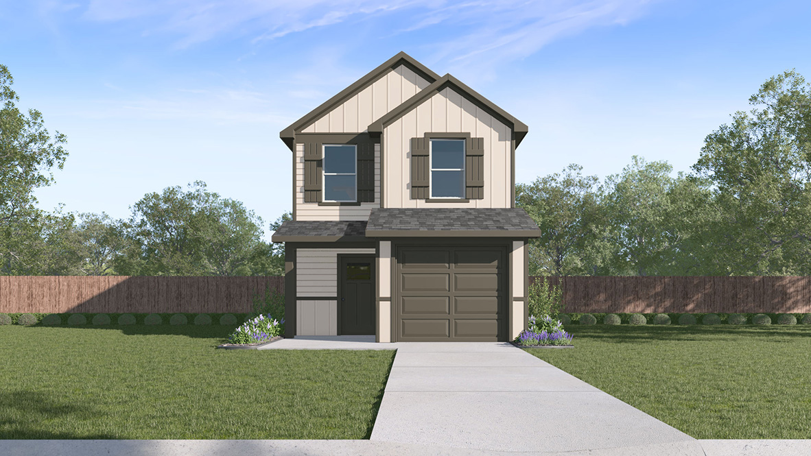 DR Horton San Antonio Blue Ridge Ranch the robin 1130 sq ft 2 bed 2.5 bath 2 story 1 car elevation b