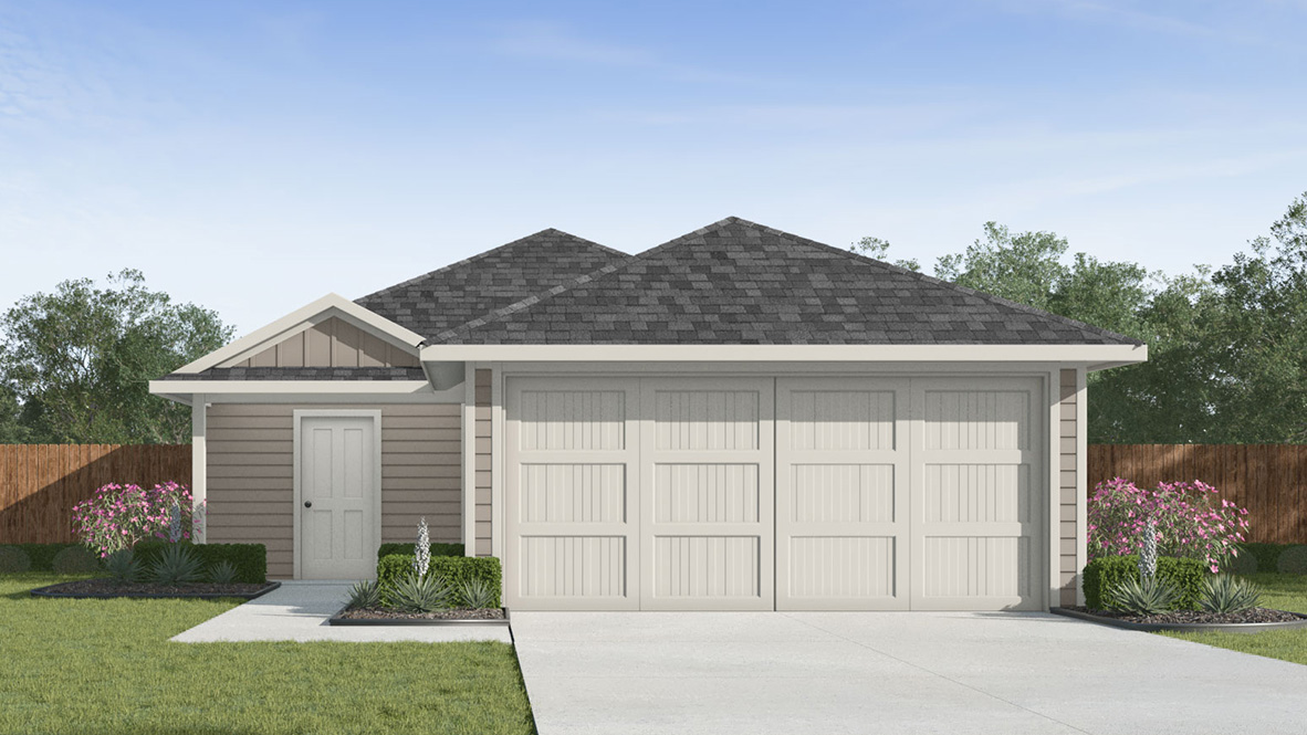 front exterior of a one story home with a two car garage