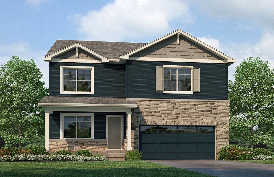 Exterior rendering of two-story Bridgeport plan with elevation option B