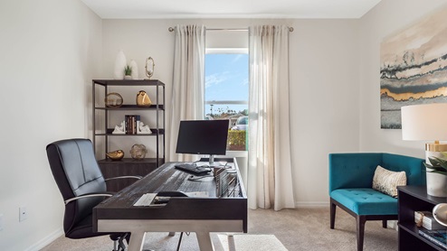 Office space with desk and chairs