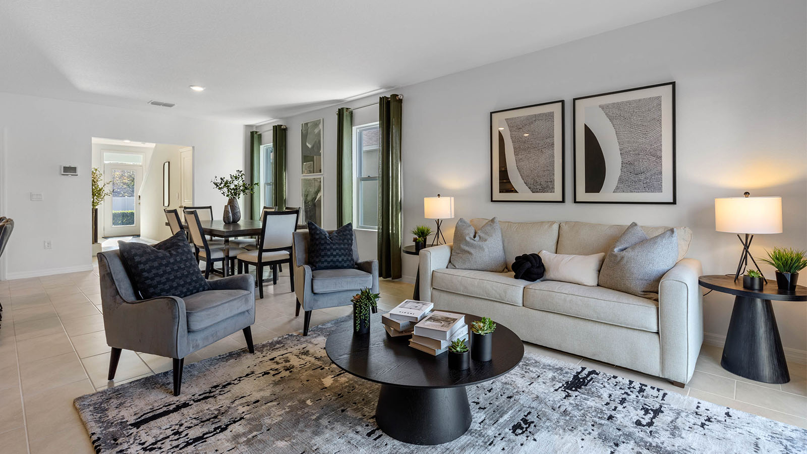 Living room with sofa and two chairs