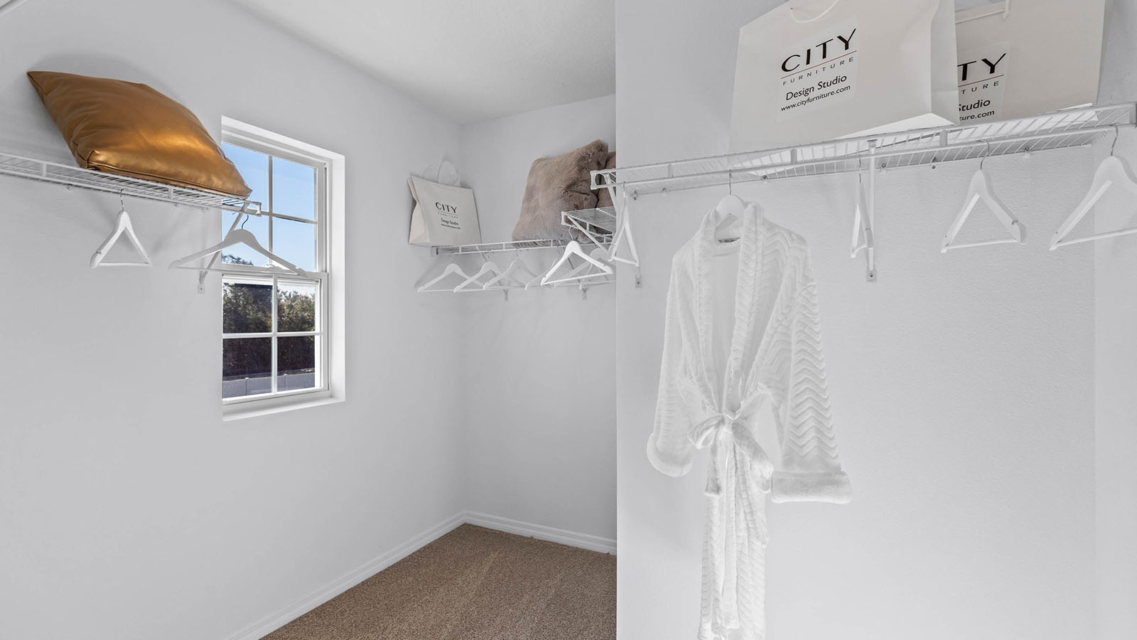 Primary bedroom walk in closet