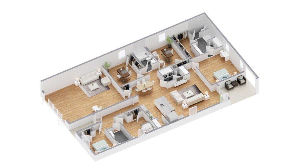 3D virtually staged layout of Lakeside floorplan
