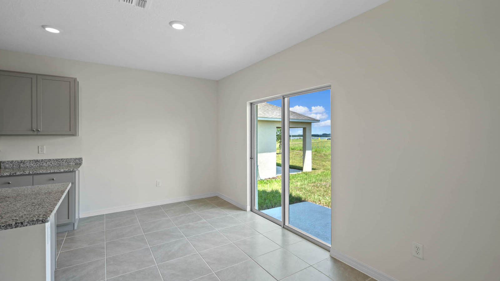 Dining room with patio doors