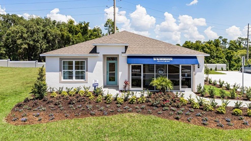 single-story home with two car garage