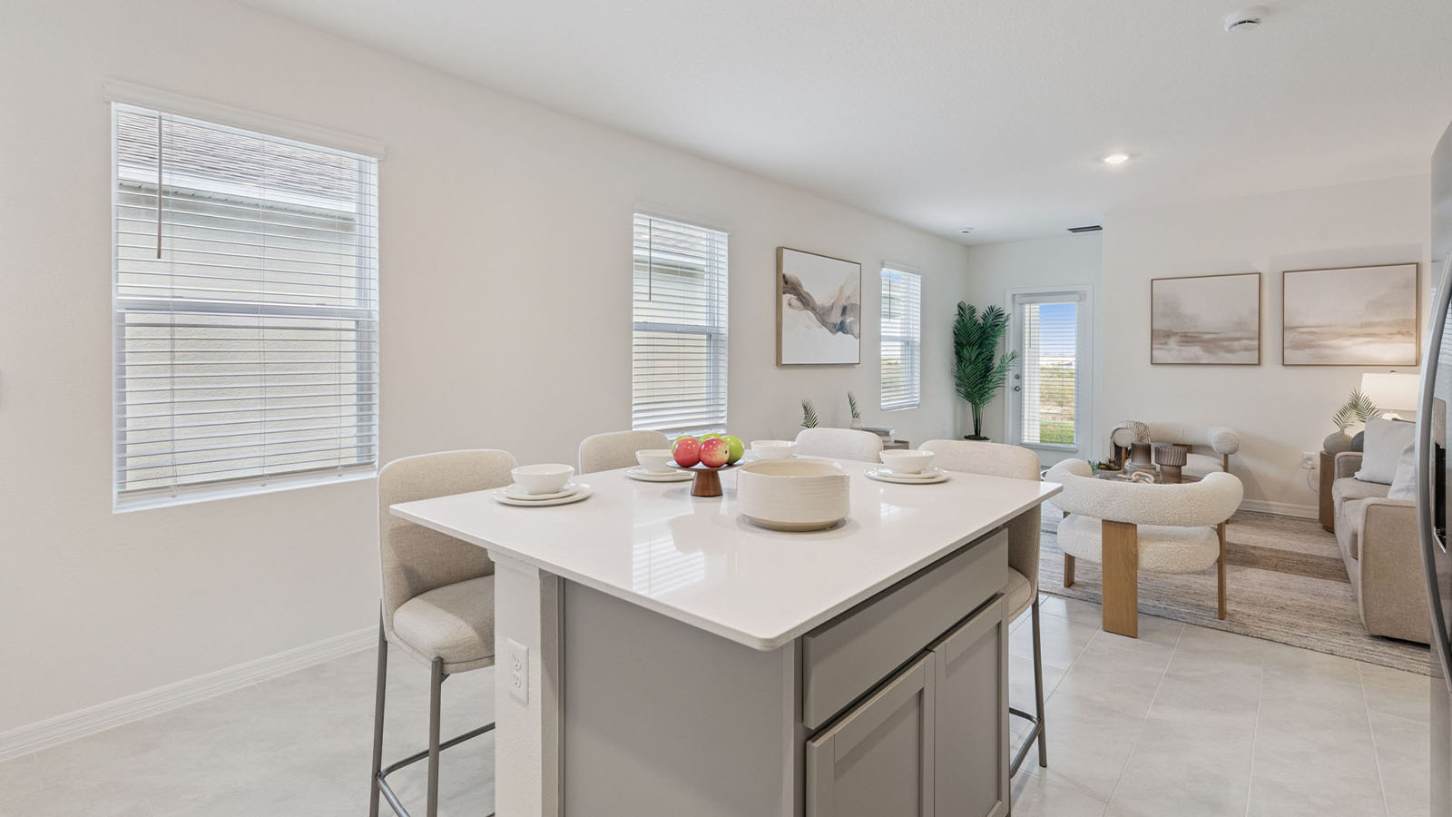 View of the living room from the kitchen