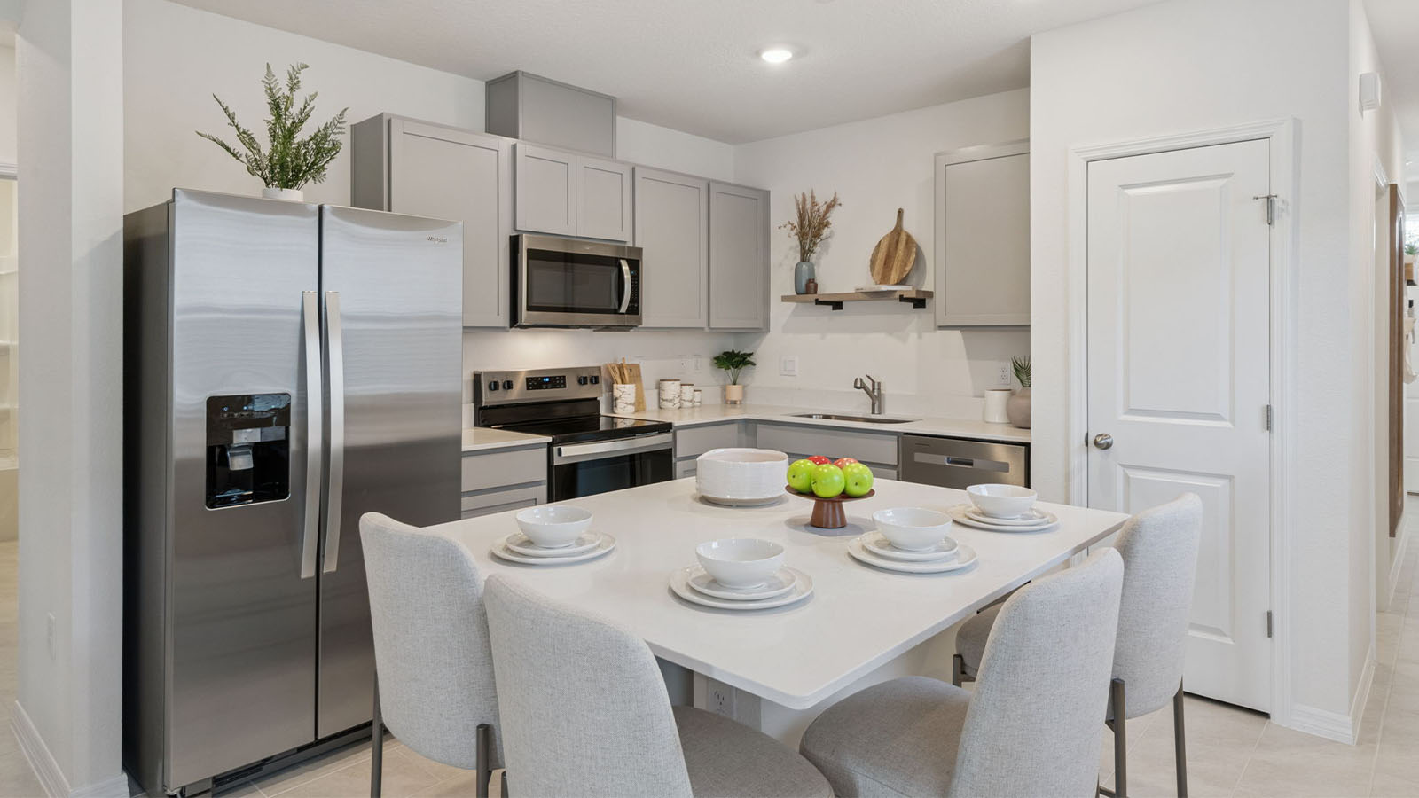 Kitchen with pantry and large island for seating