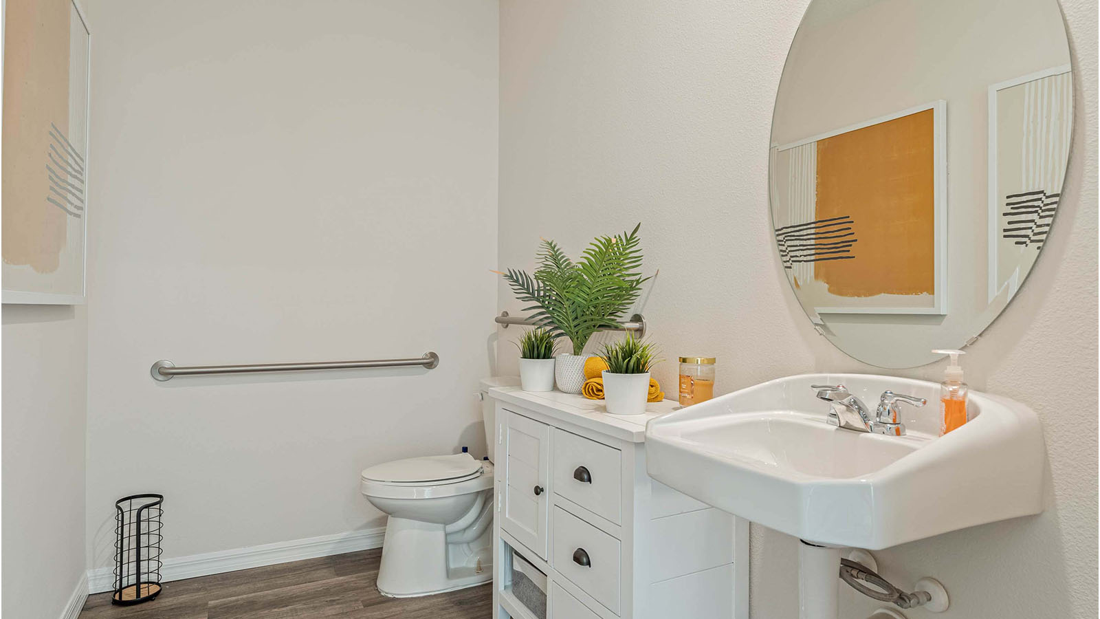 Guest bathroom modified for sales office