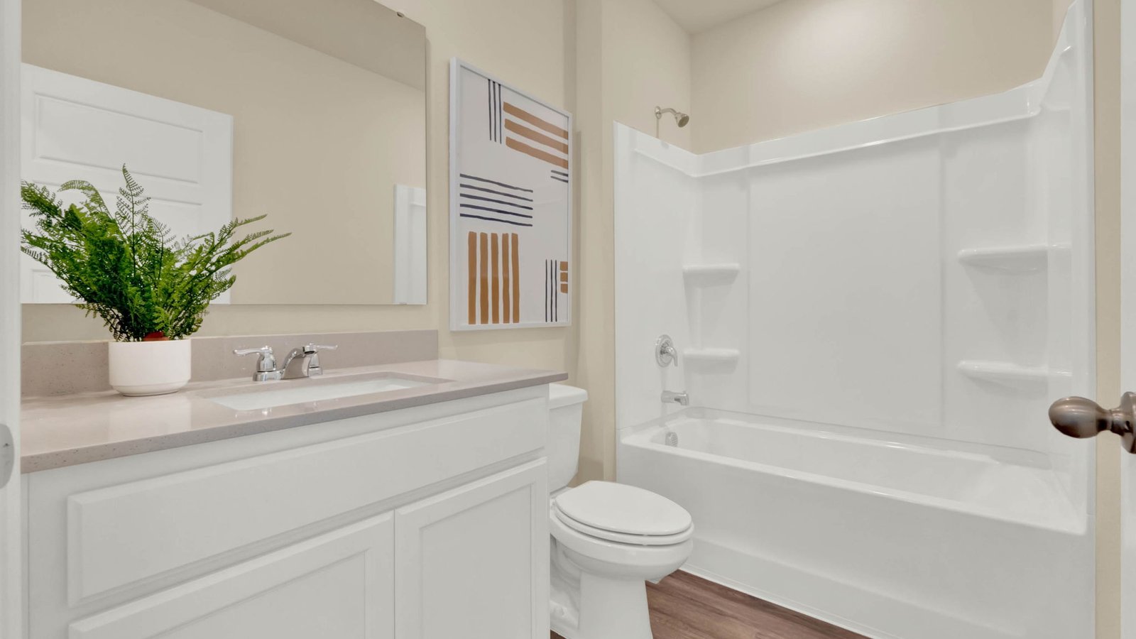 Guest bathroom with single vanity