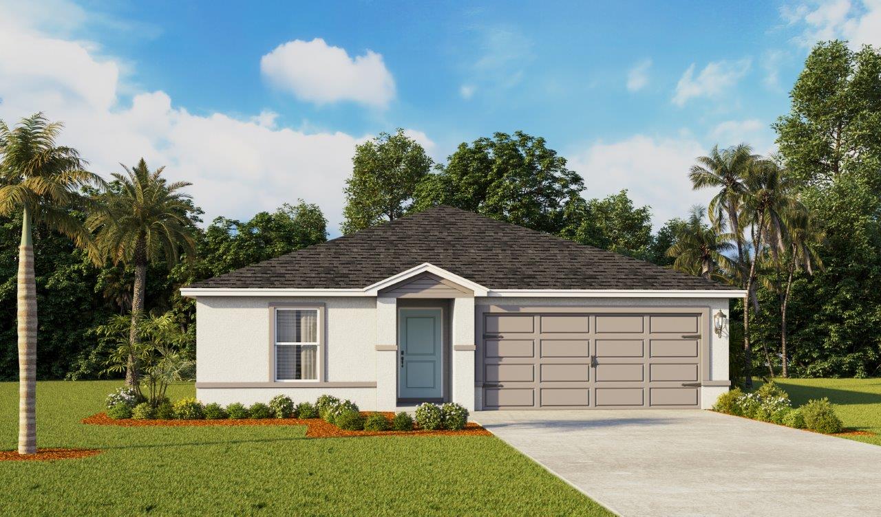 virtual image of Dundee elevation B with two-car garage