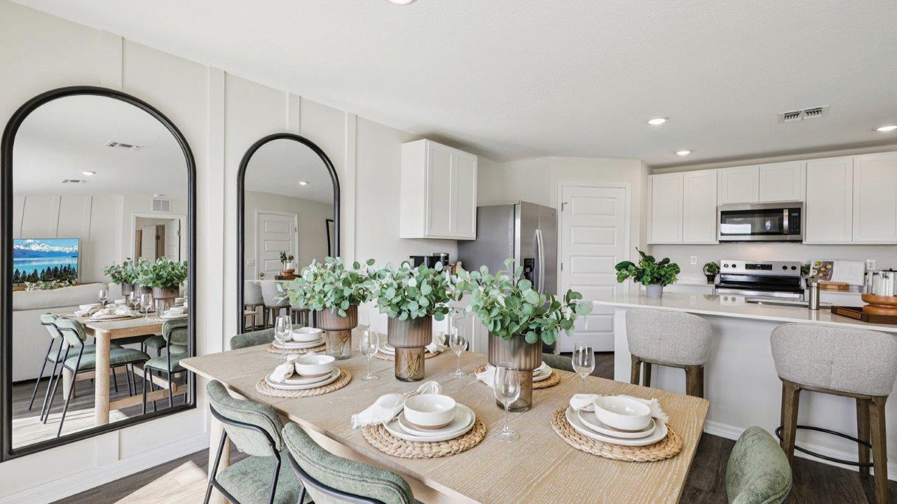 Dining room showing kitchen