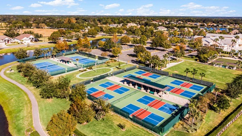 Aerial view of pickleball