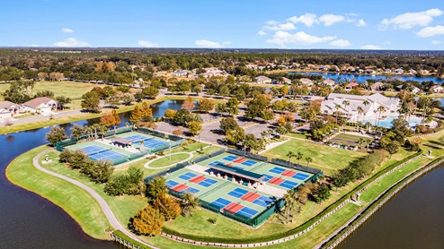Aerial view of community amenities