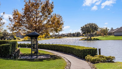 Exercise trail and lake near clubhouse
