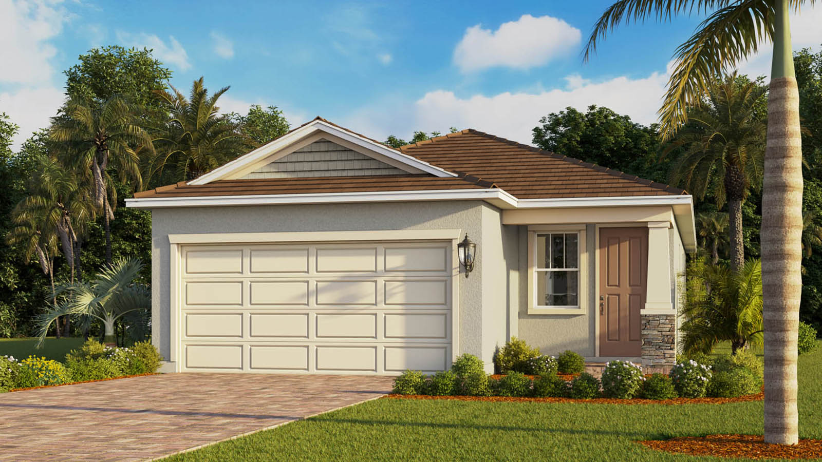 Single-story home with two-car garage