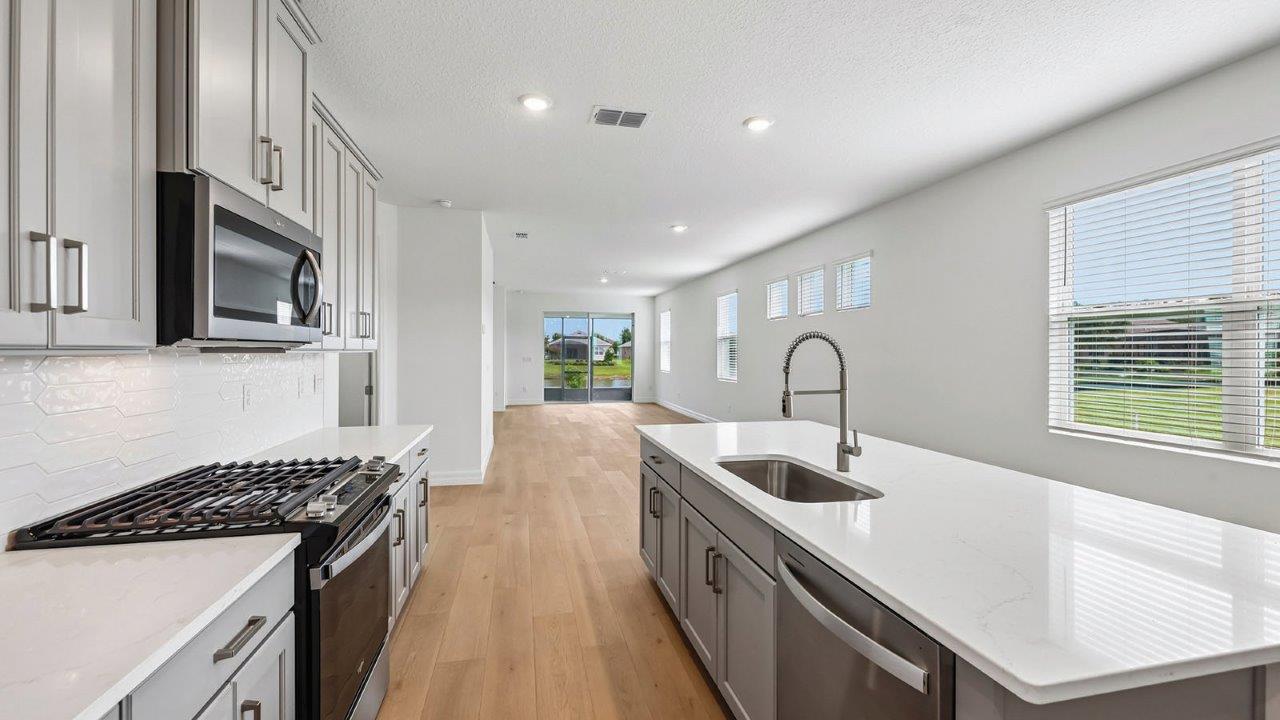 Kitchen with view to living room
