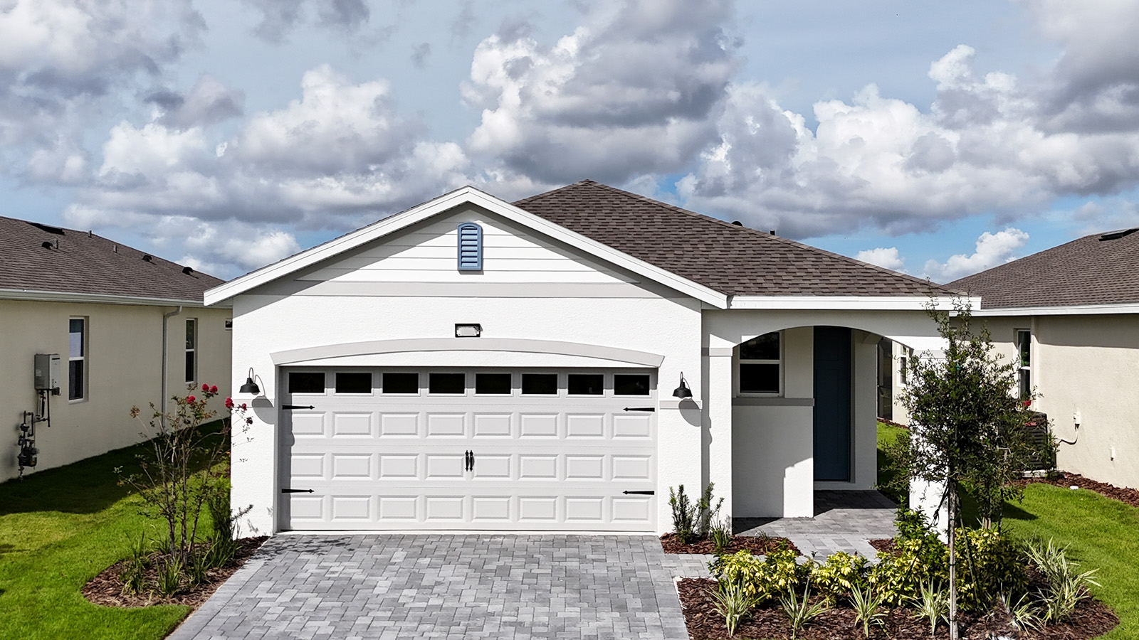 Exterior image of single family home with two car garage