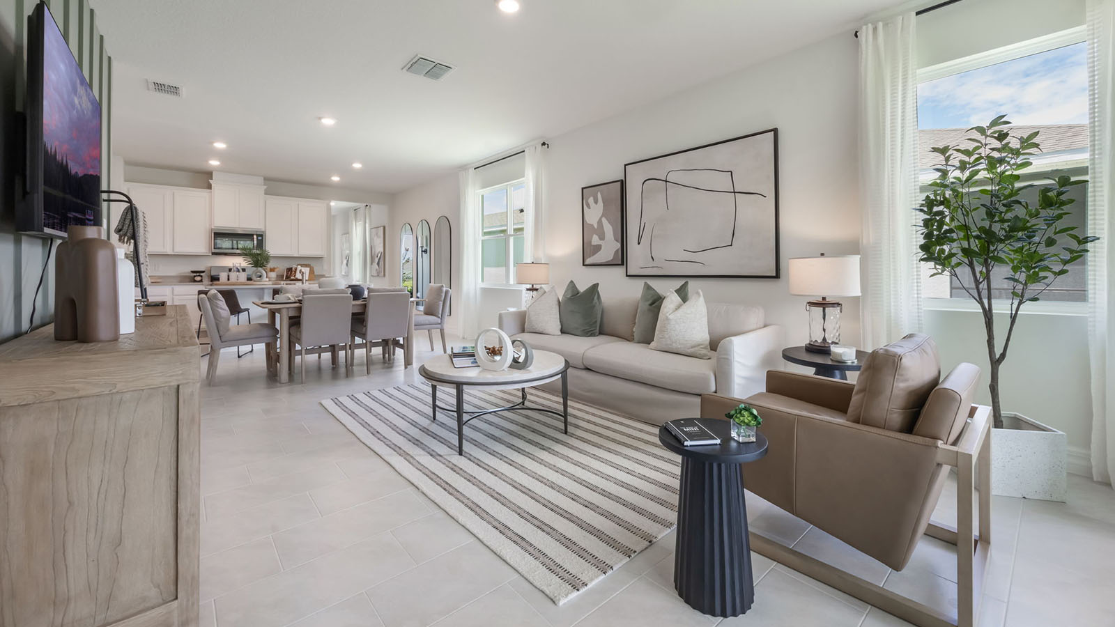 Living room and dining room