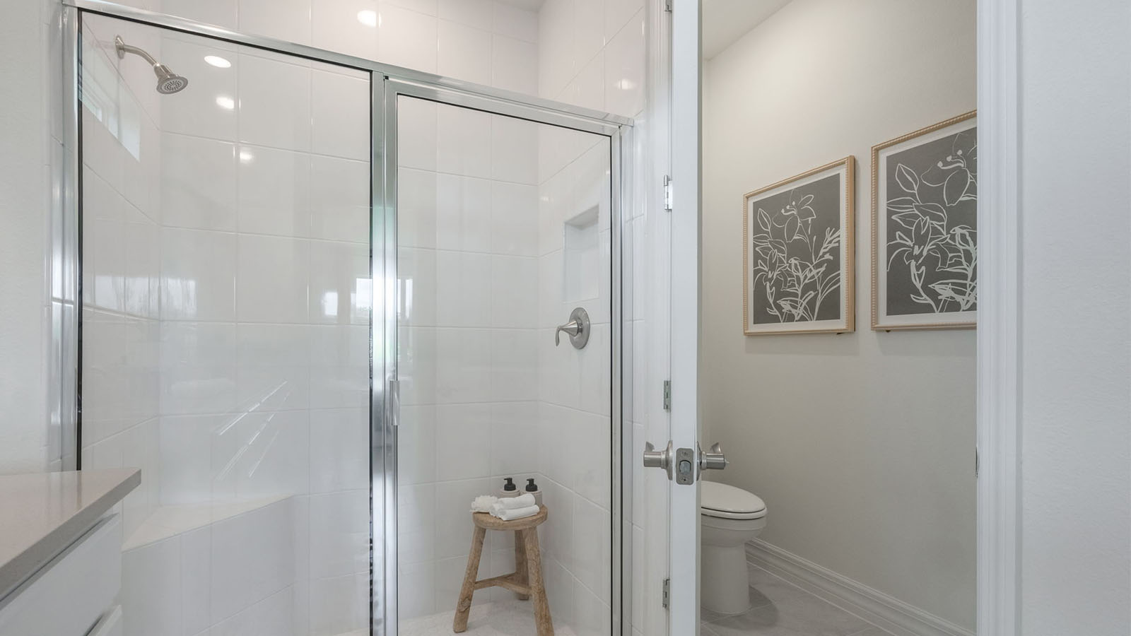 walk-in shower in primary bathroom