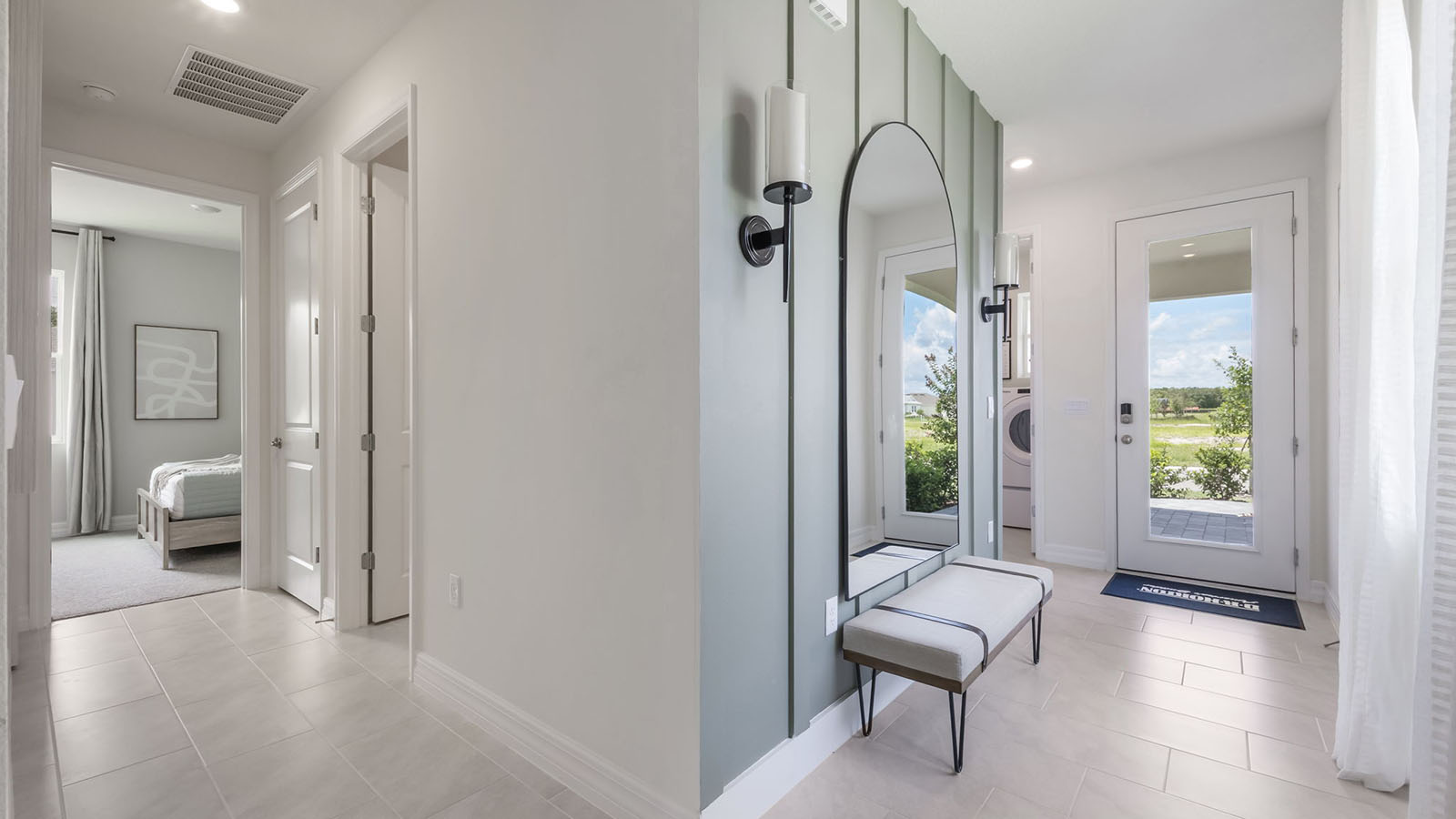 entry and hallway to guest bedroom