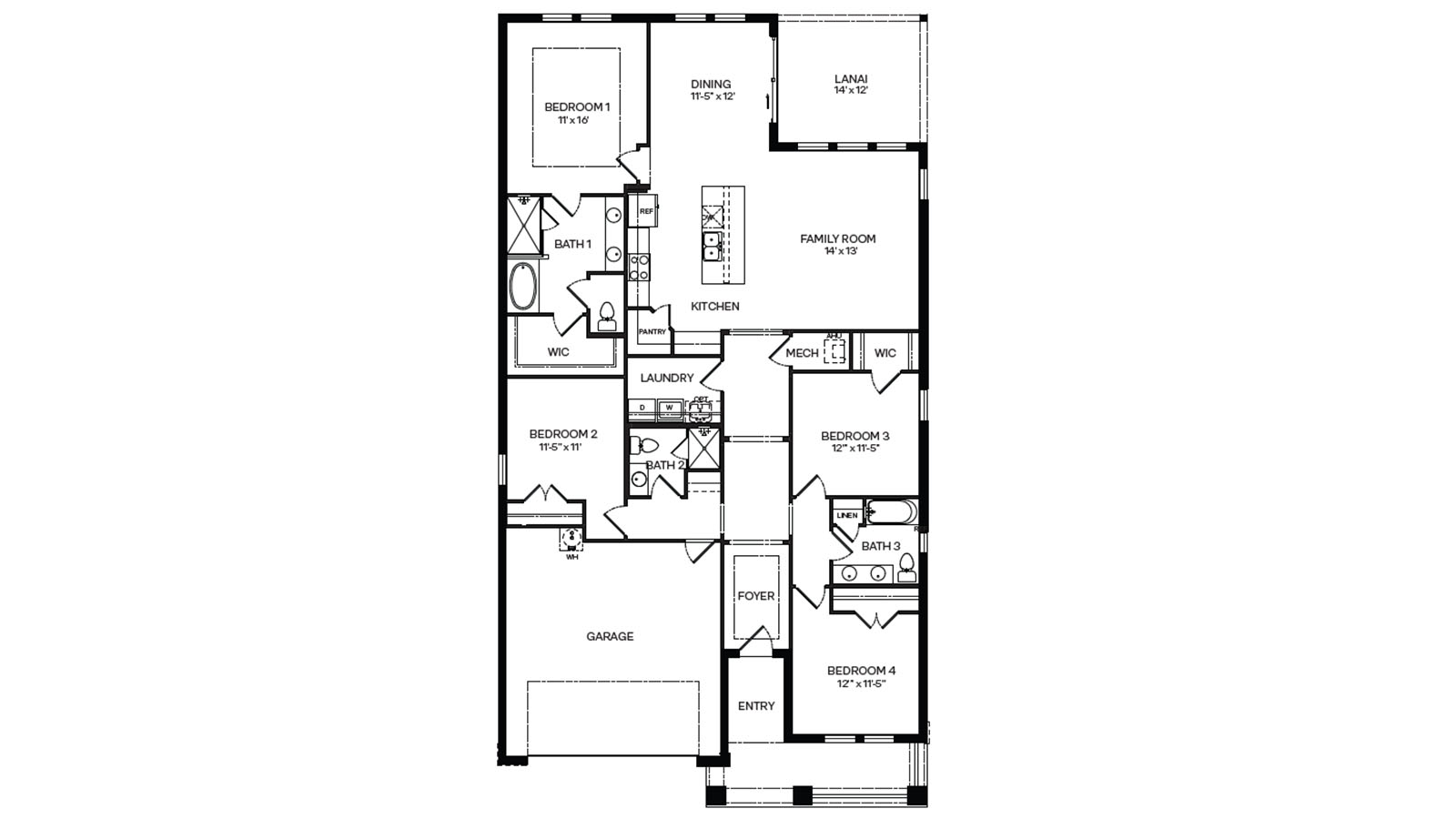 2D floorplan of the Robinson single-story home
