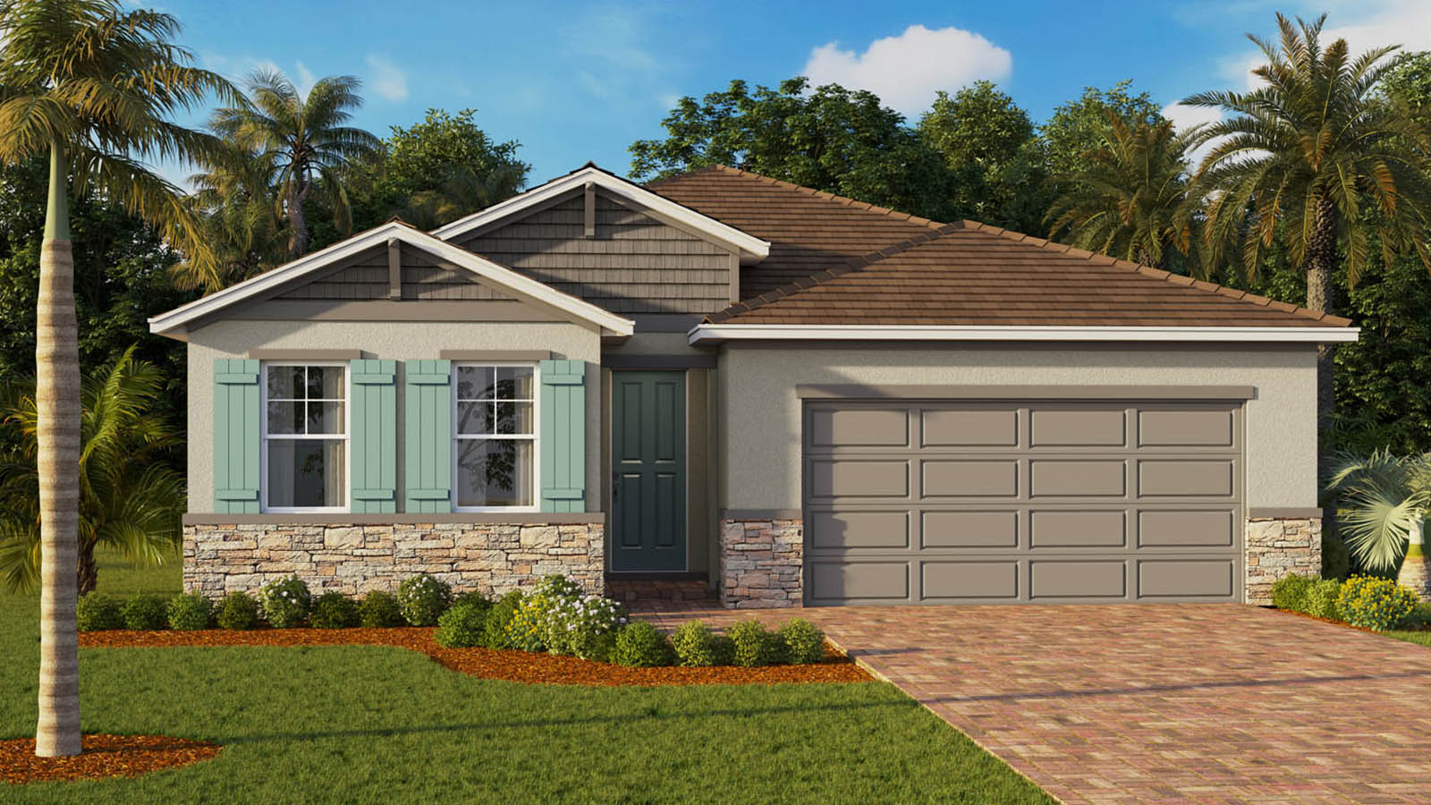 Exterior image of single family home with two car garage