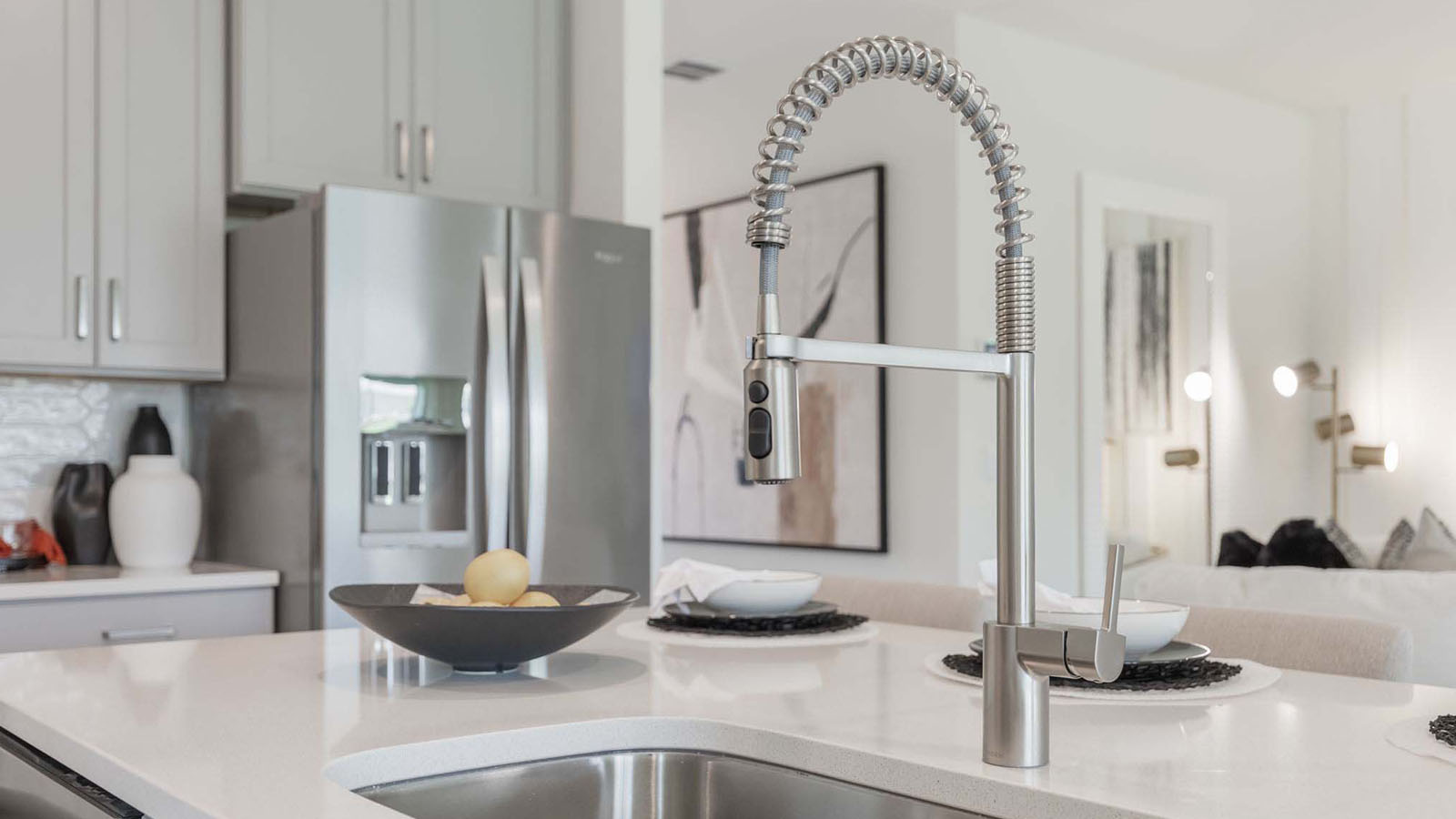 Kitchen island with stainless steel sink