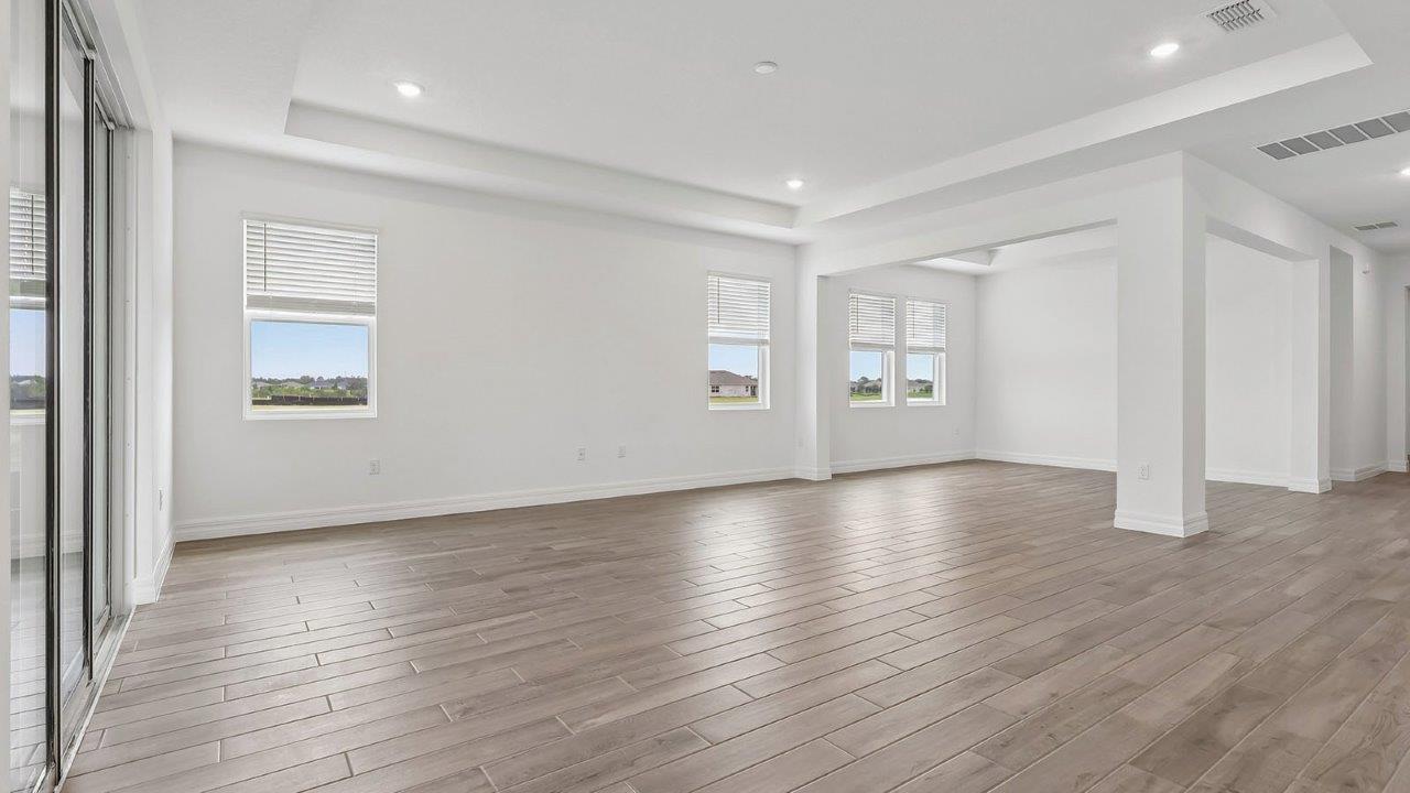 Great room with sliding glass doors to back patio