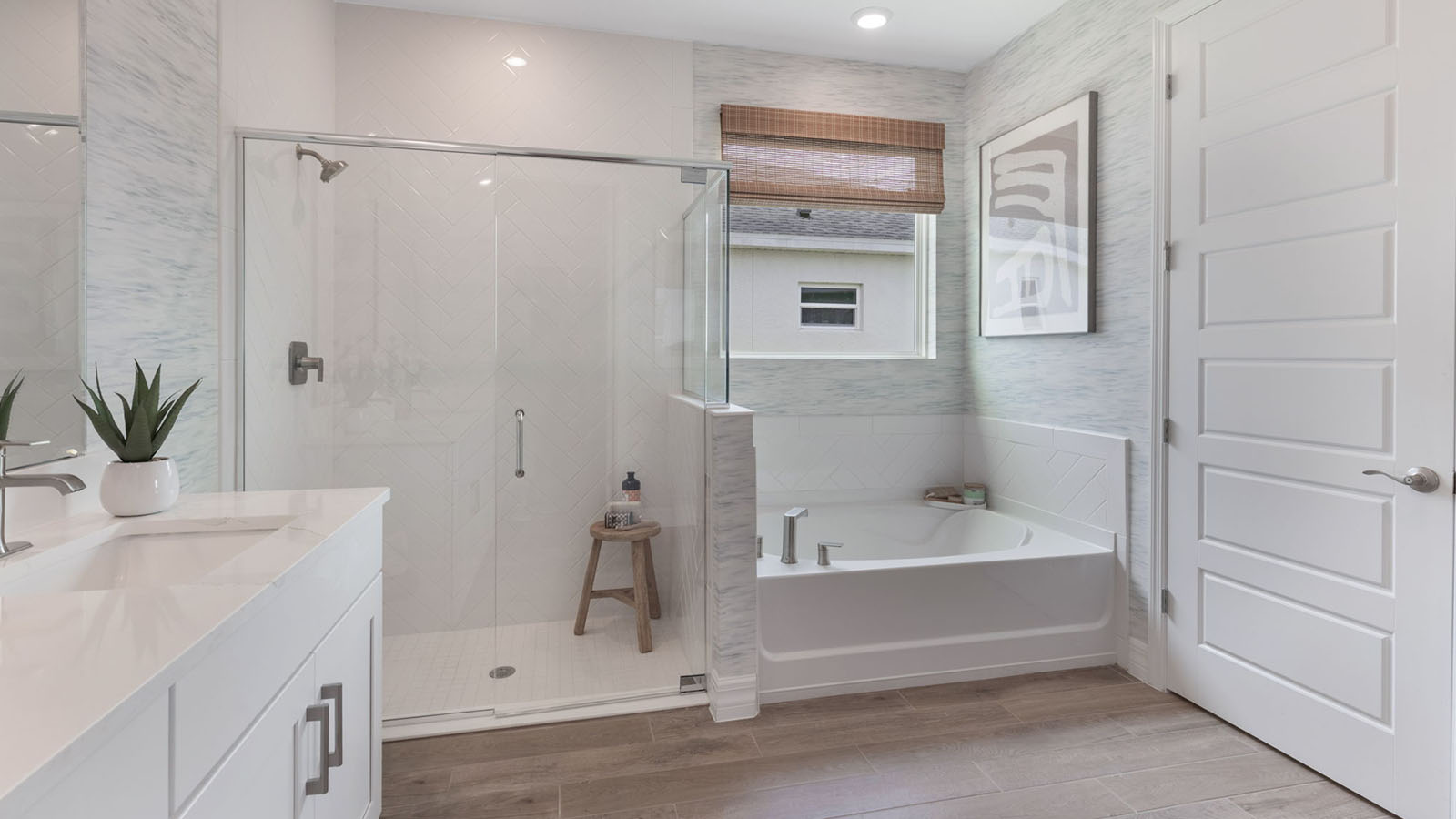 Spacious primary bathroom