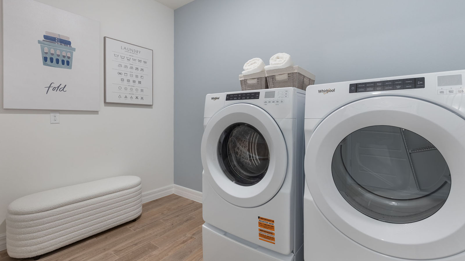 Large laundry room with washer and dryer
